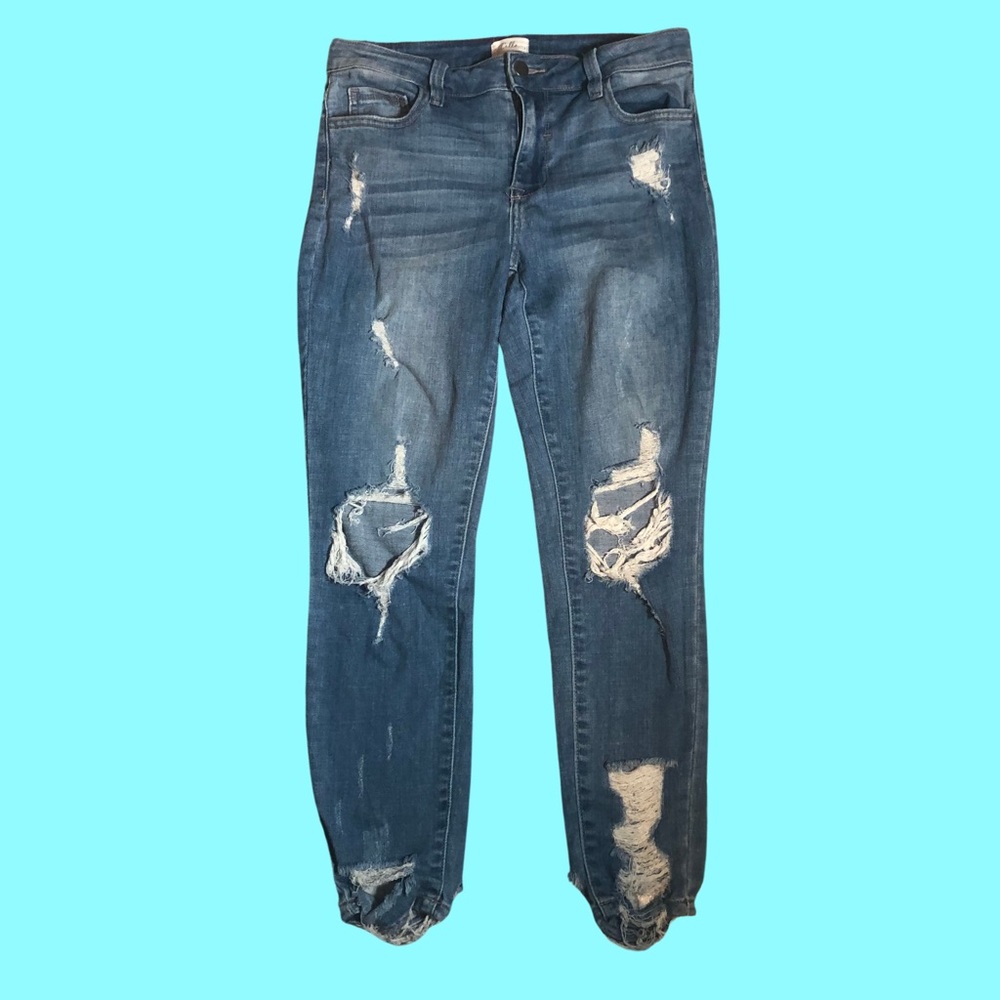 Cello Juniors 90s Y2k Mid Rise Distressed Skinny Jeans Size 7